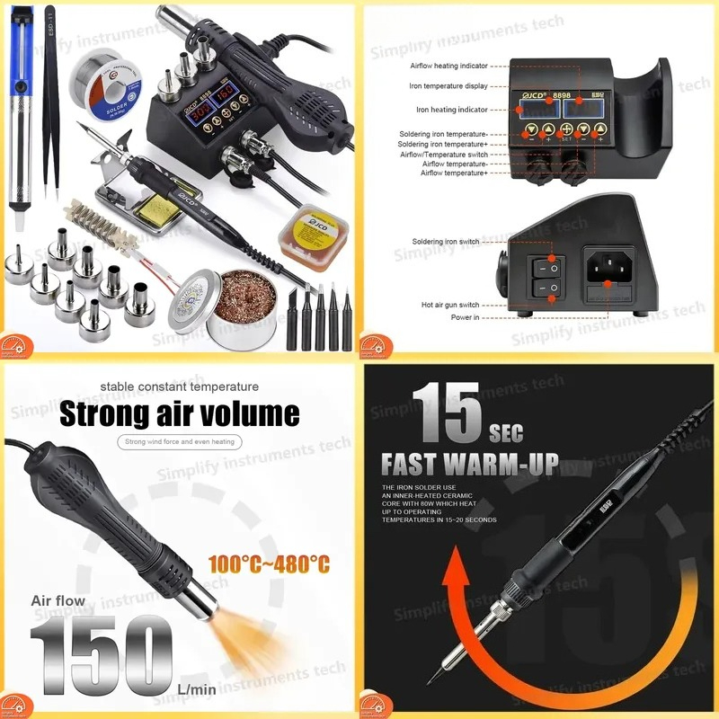 2 In 1 Soldering Rework Station 750W - Stazione di Saldatura 8898 750W 2